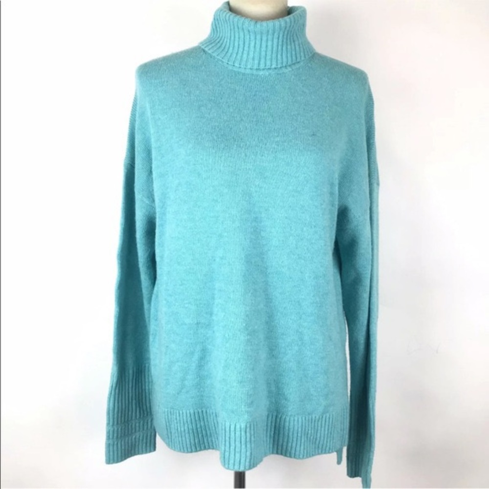 JCrew Relaxed Wool Teal Turtleneck